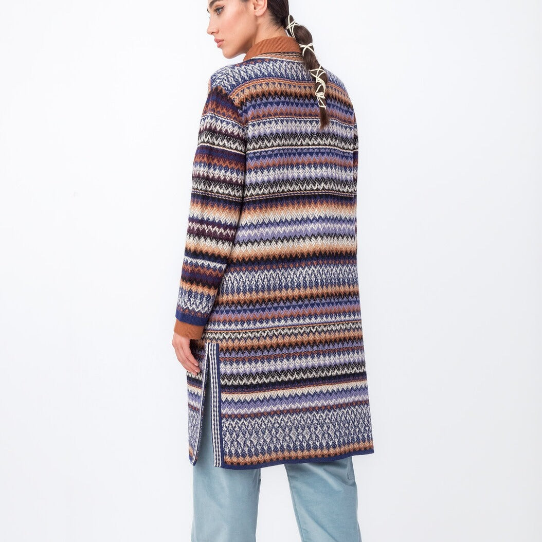 IVKO's coatigan in navy, a cardigan and coat in one piece.