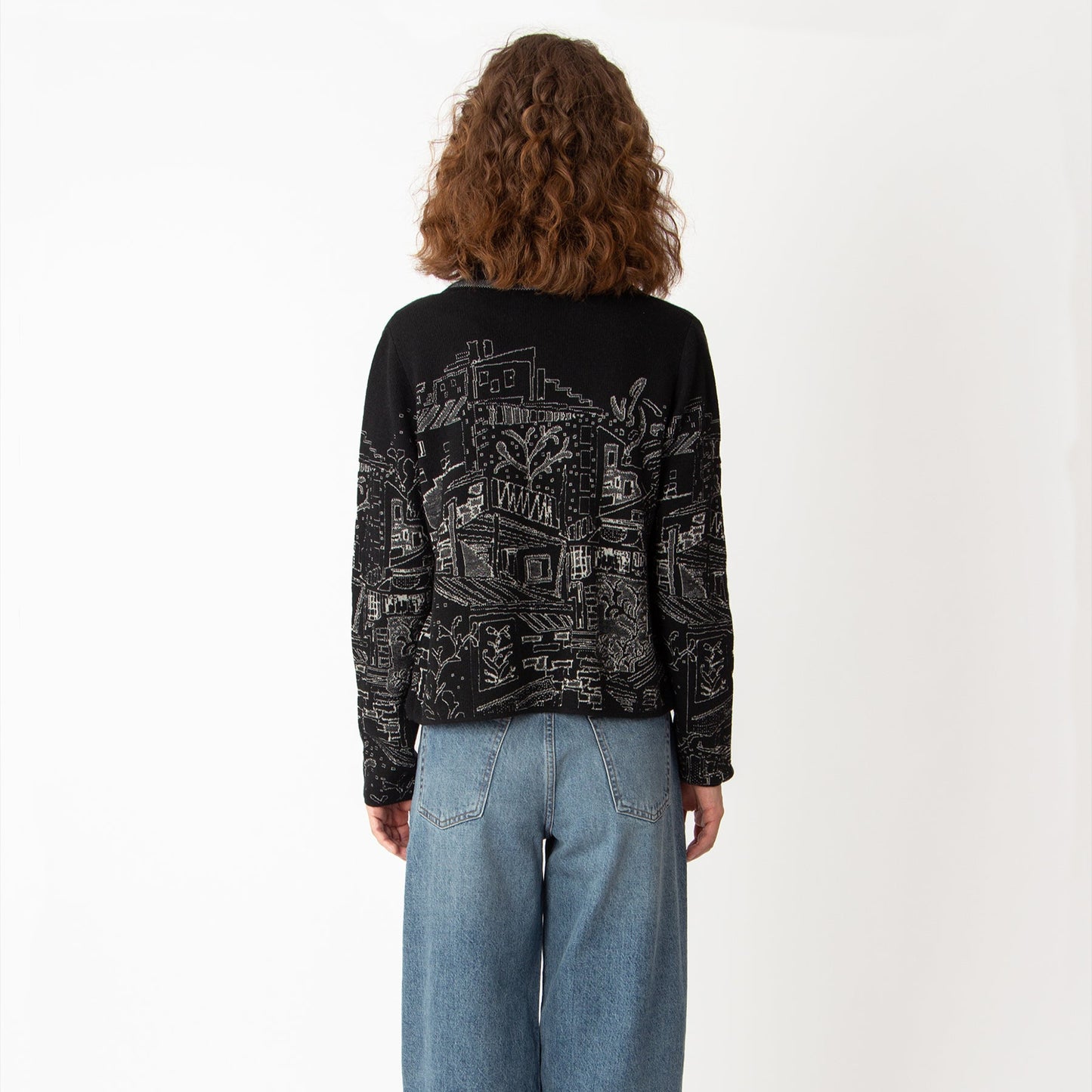 Jacquard jacket favela pattern in black from Ivko woman