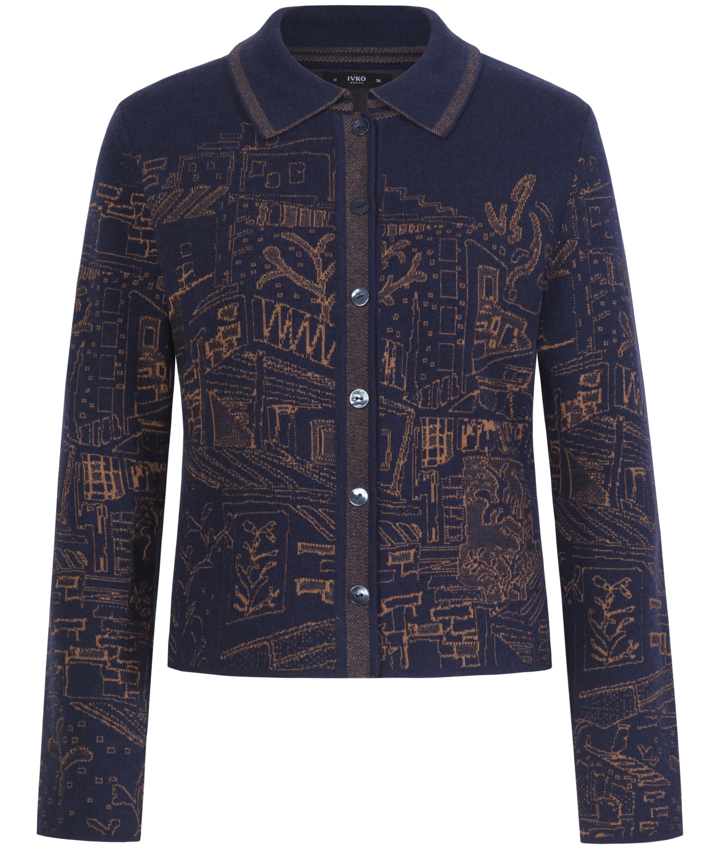 Jacquard jacket favela pattern in navy from Ivko woman
