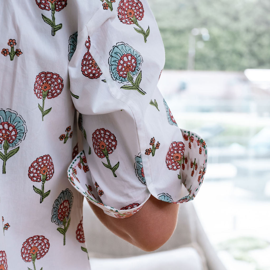 Mandalay Designs Poppy print in a shirtdress