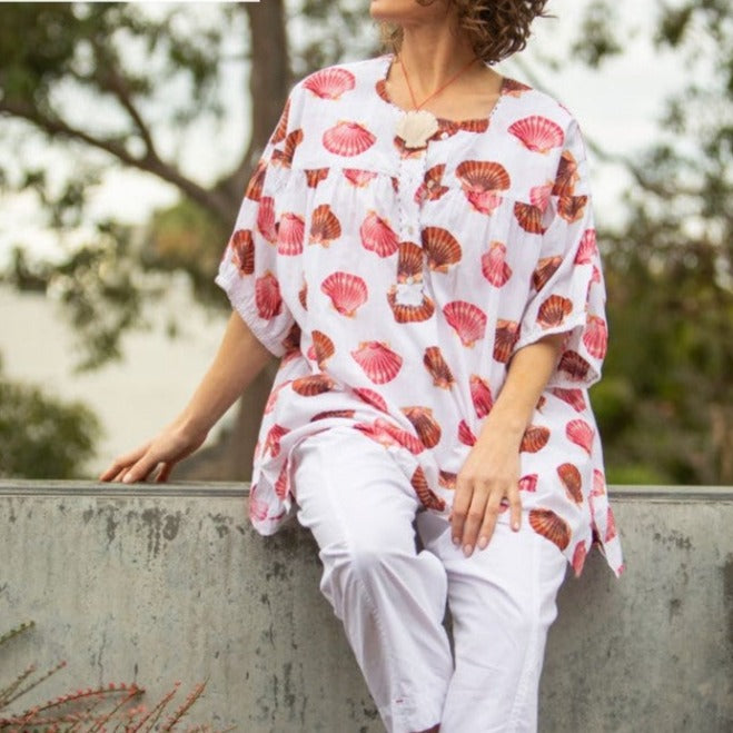 Mandalay Designs Scallop Shell Oversized Top.