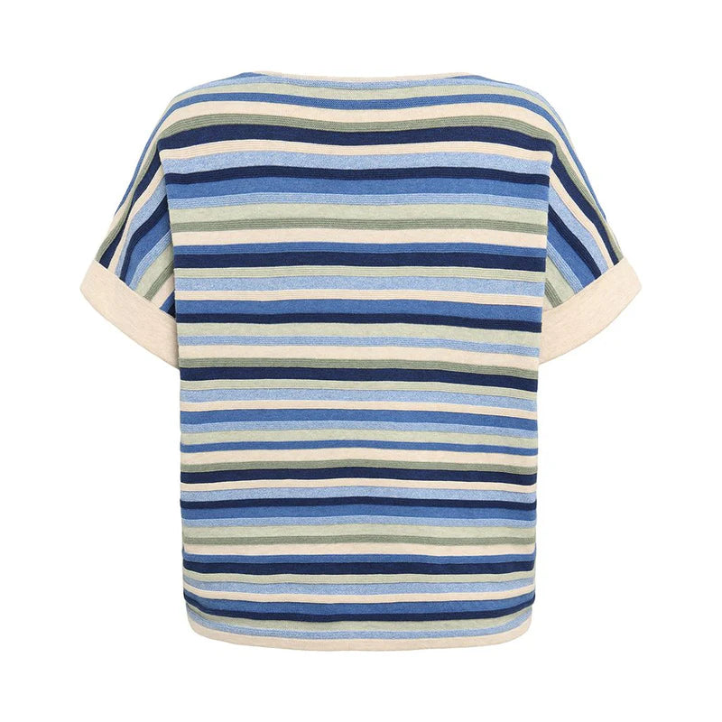Mansted short sleeve cotton top in blue stripe.