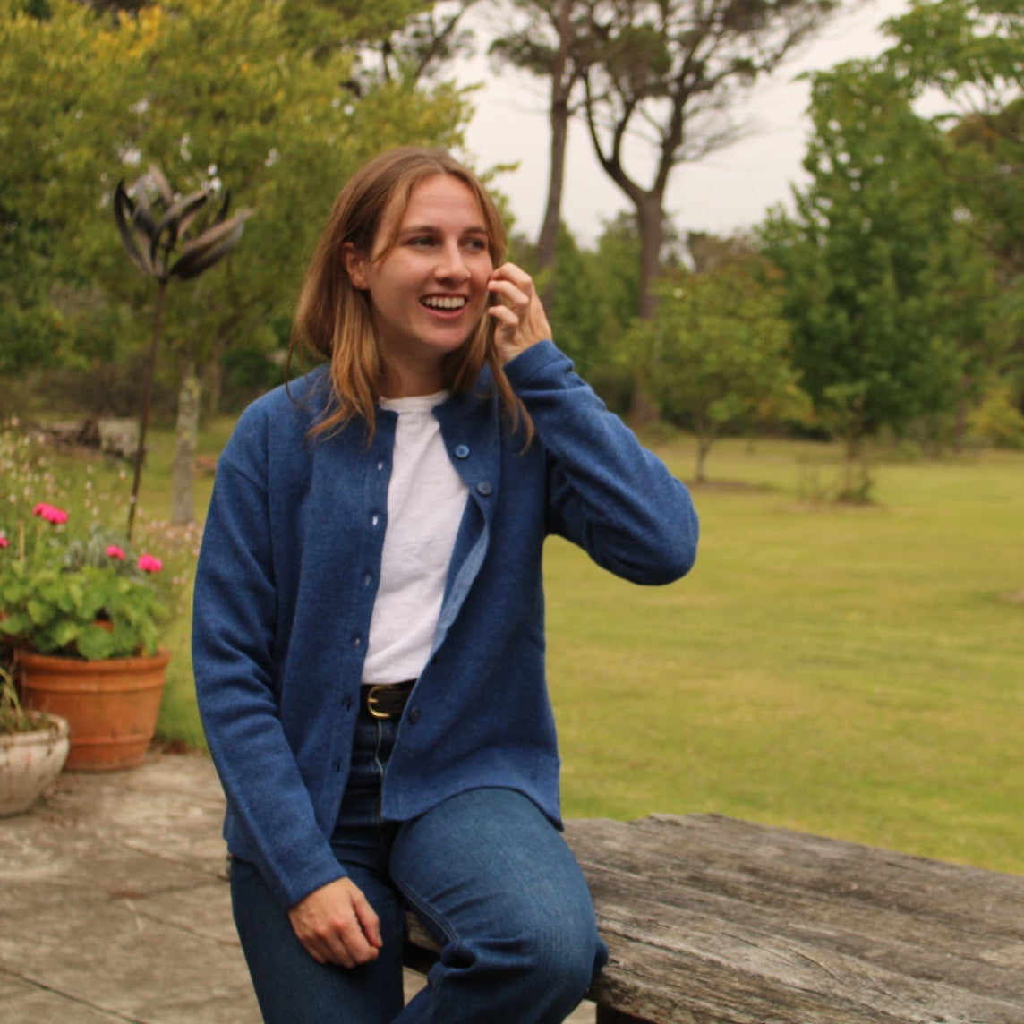 Dark blue cardigan from Nature of knitwear