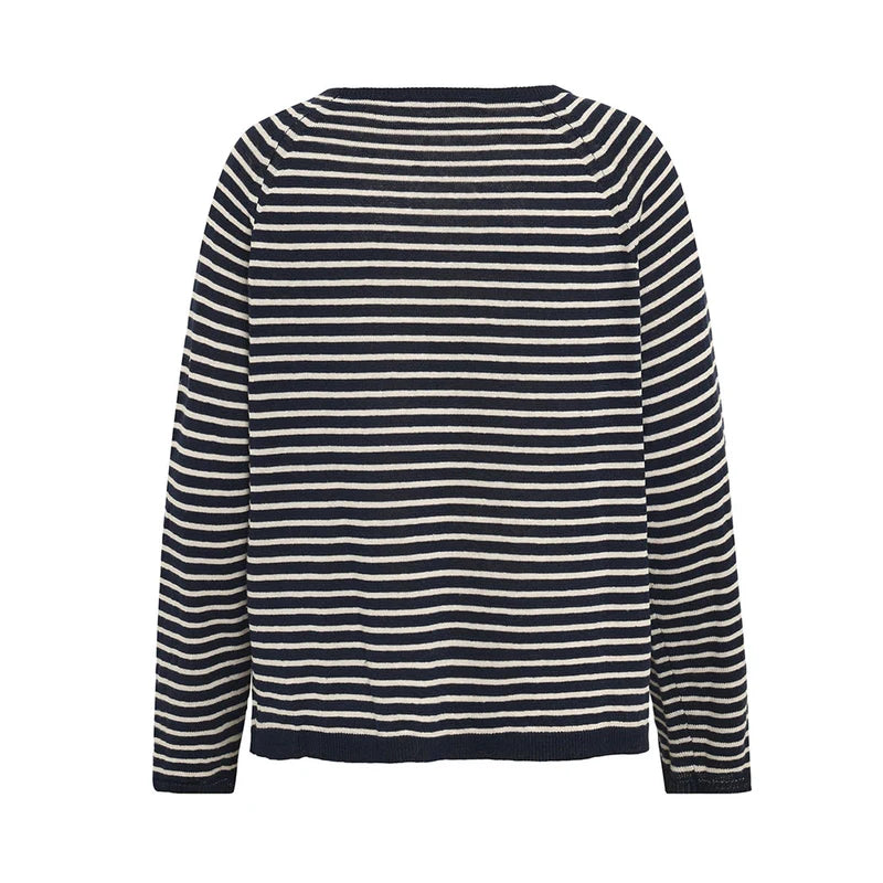 Mansted long sleeve striped top in navy