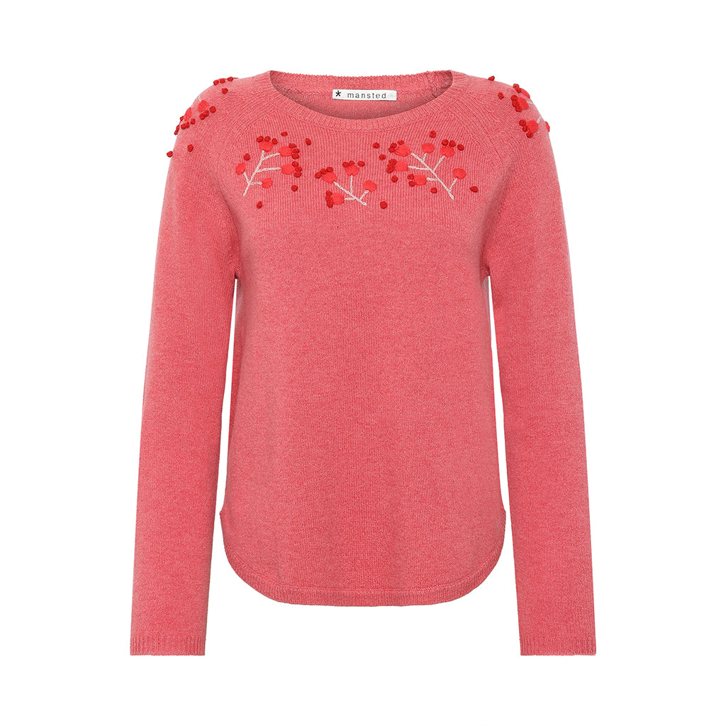 Mansted quality knitwear Wool and Yak jumpers cardigans and jackets. Embroidered Jumper.