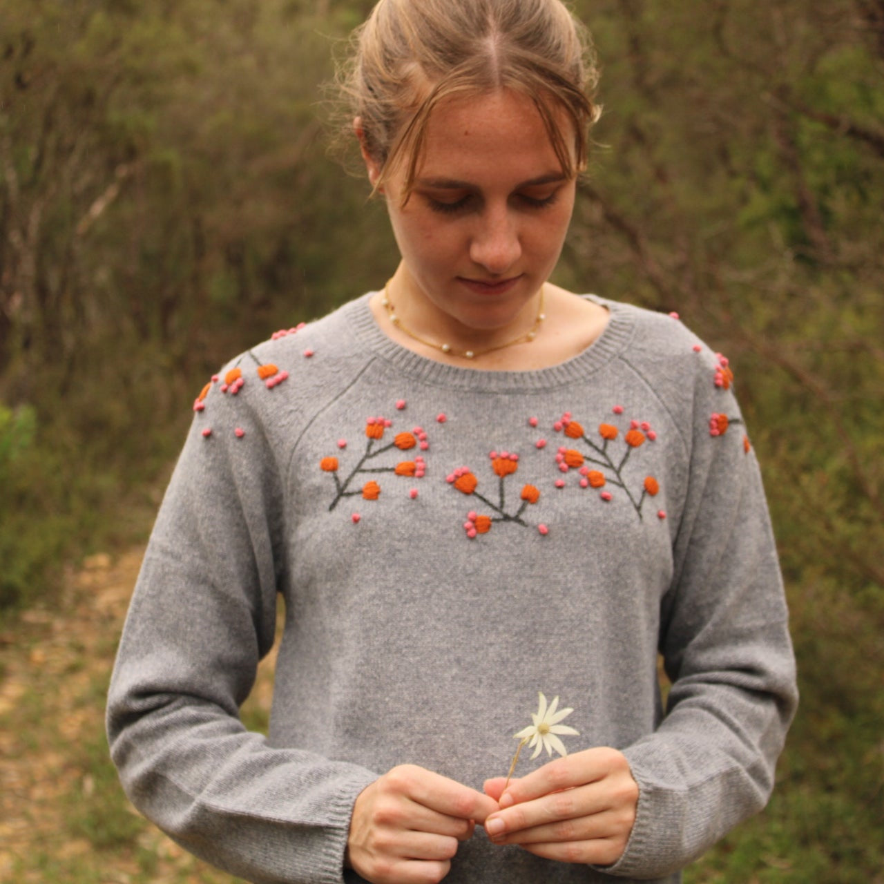 Mansted knitwear vicky grey embroided 100% wool.