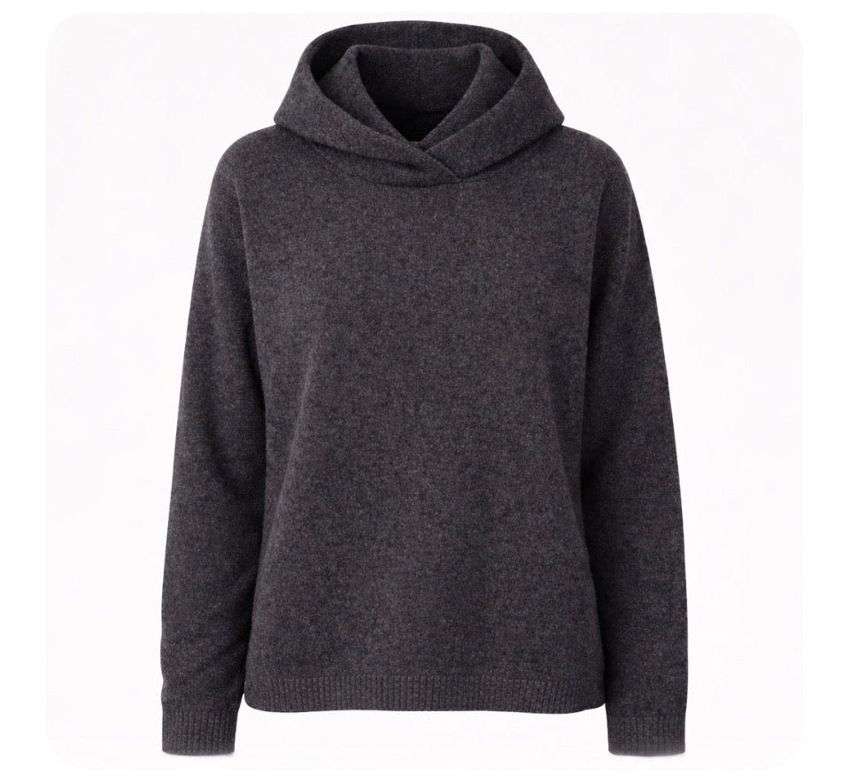 Mansted Quality yak wool knitwear. Zoleyhoodie in Charcoal