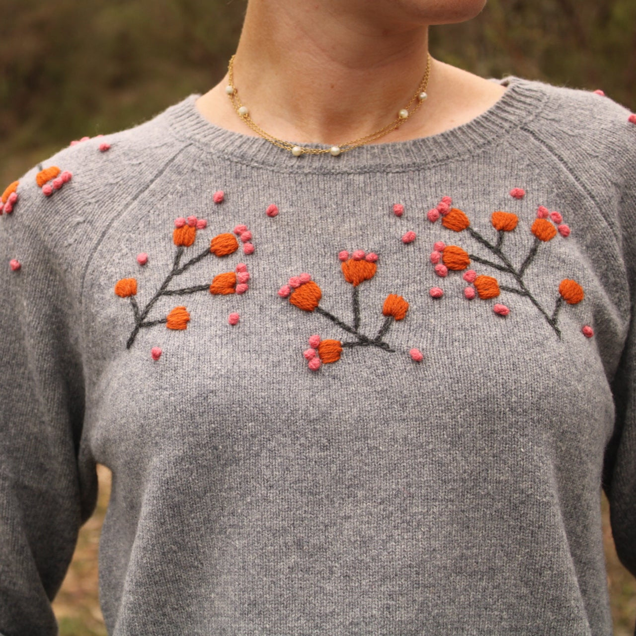 Mansted knitwear vicky grey embroided 100% wool.