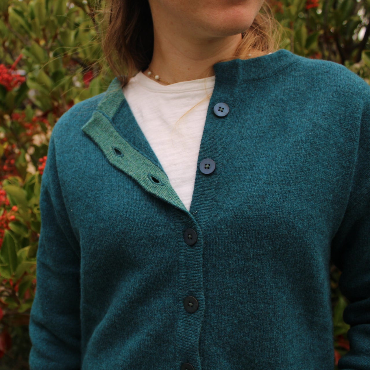 NOK wool cardigan. Moma in Dusk.
