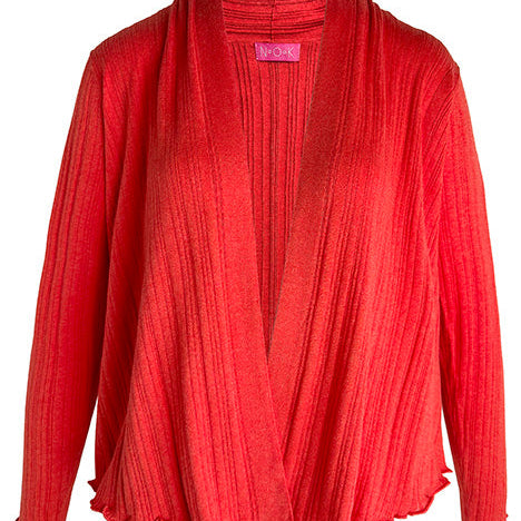 NOK Cotton edge to edge cardigan Ziki in red by Charlotte Mansted.