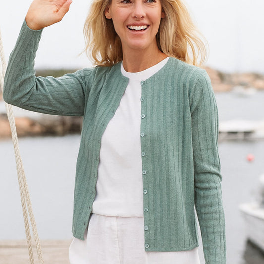 Organic cotton cardigan in Turquoise by NOK>