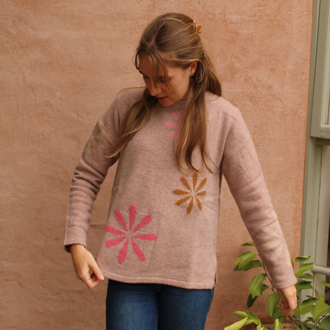 Ira woollen sweater from NOK in Rose