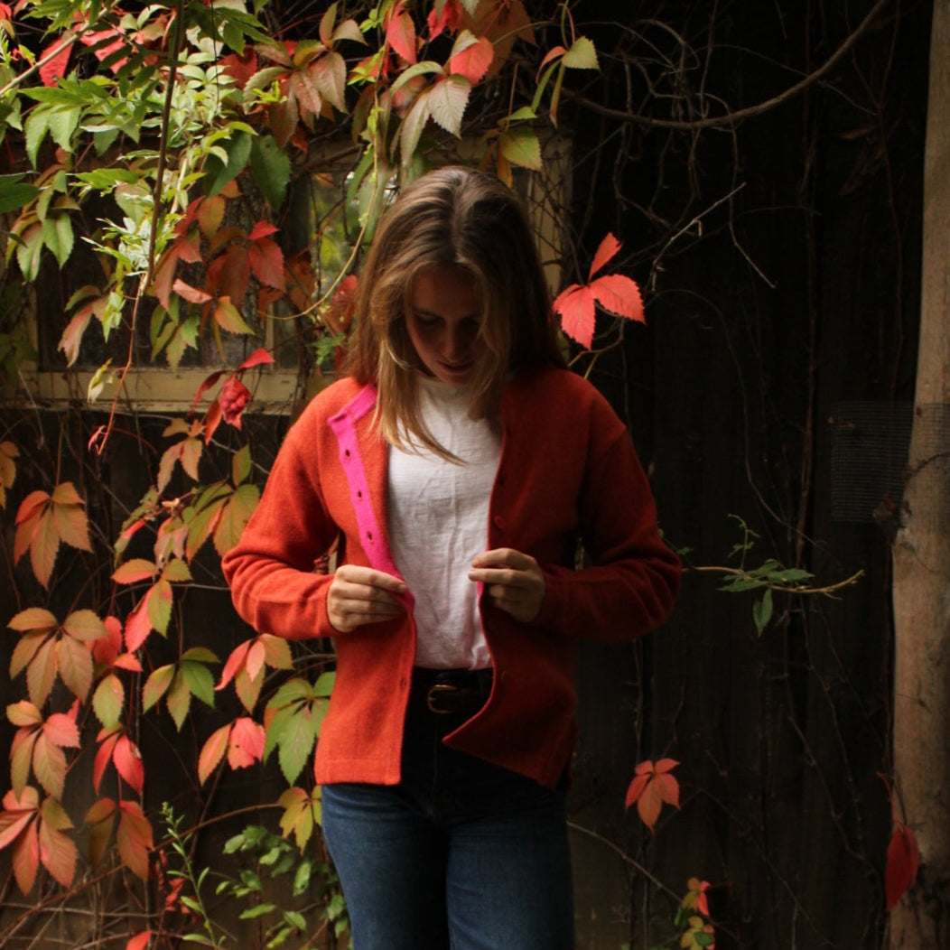 Wool Moma Cardigan in Rust from NOK