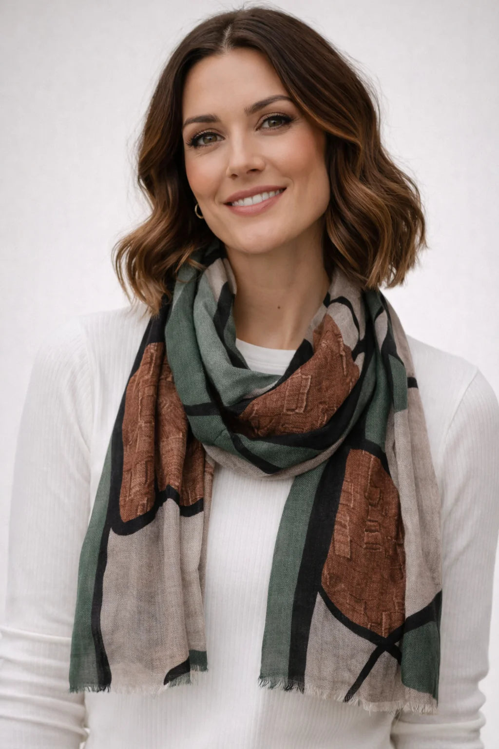 Winter merino wool and silk scarf