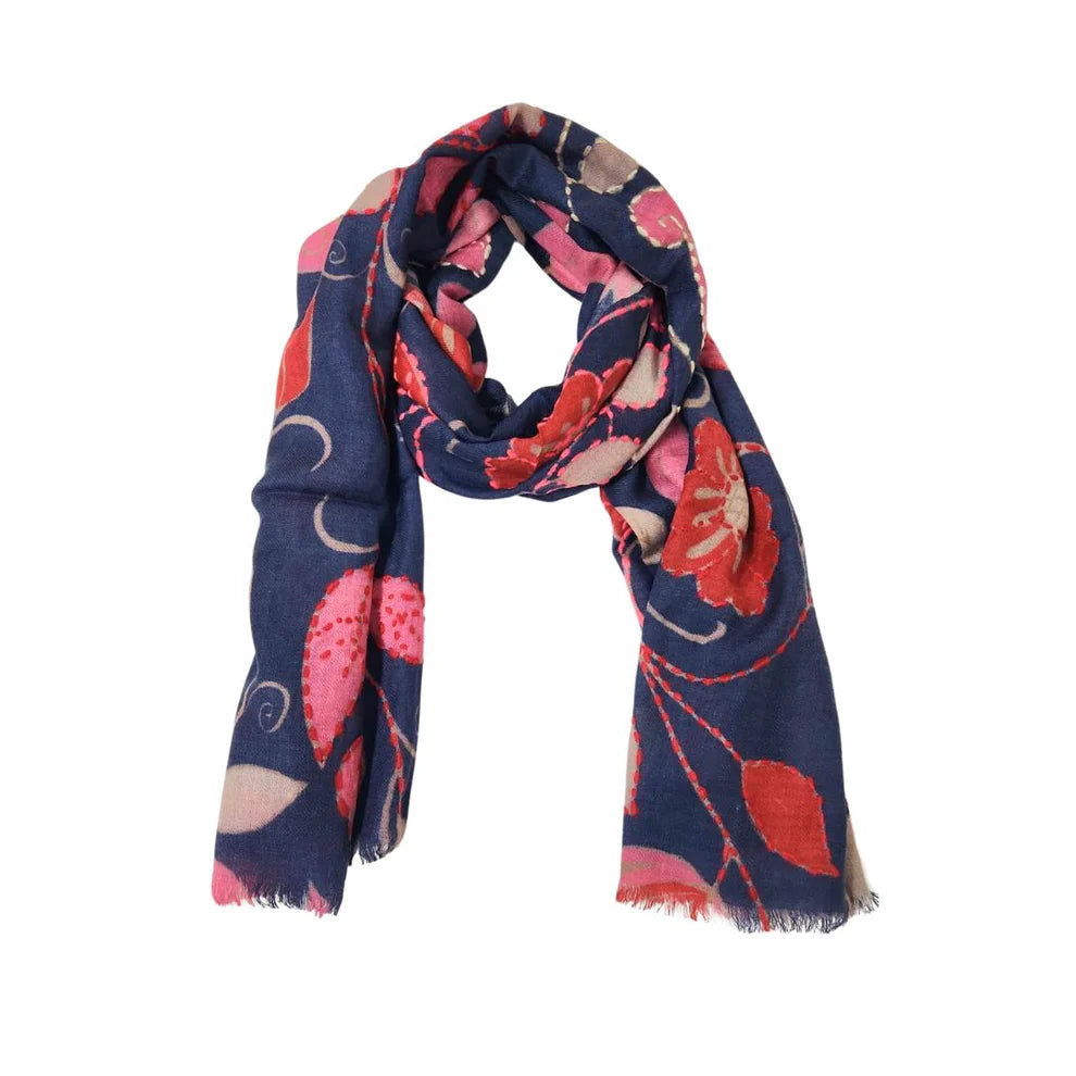Merino embroidered scarf