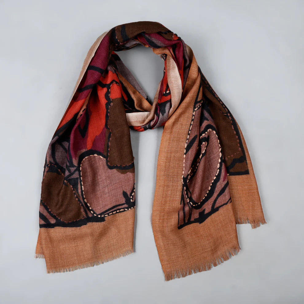 Namaskar merino embroidered scarf SB-167