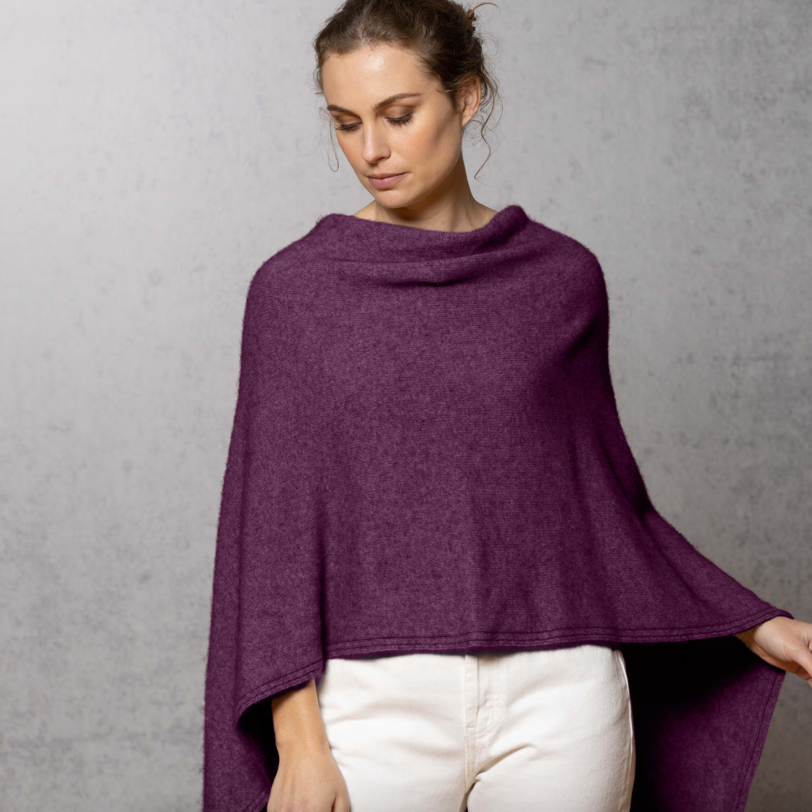 Women's possum poncho from Noble Wilde in purple