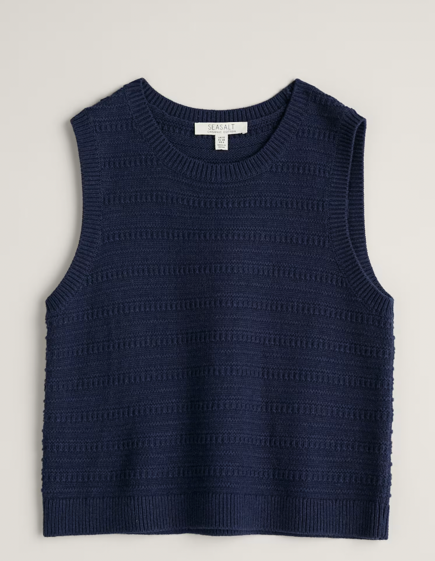 SEASALT's Tepel Vest in Maritime, flat lay