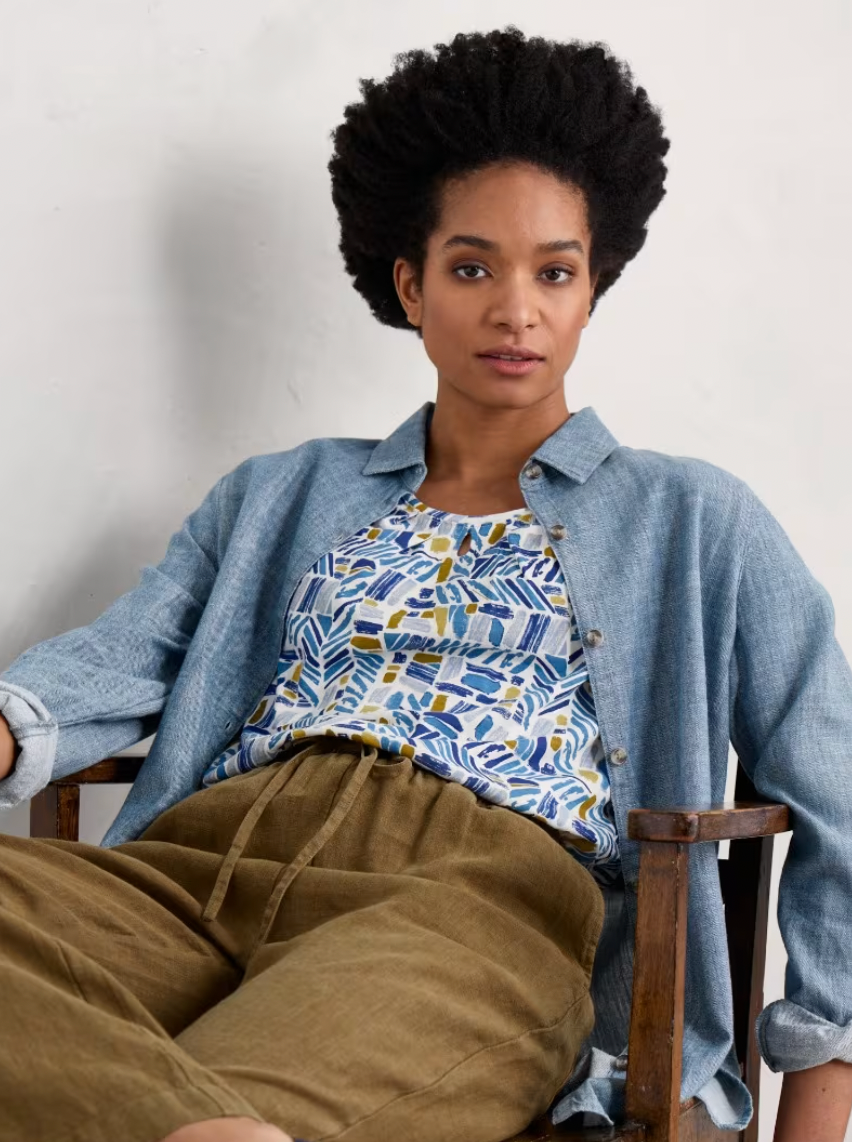 SEASALT Appletree Top in Hedging Marks Saltwater