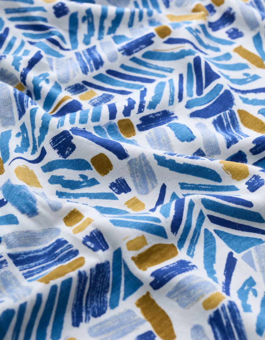 SEASALT Appletree Top in Hedging Marks Saltwater, close up