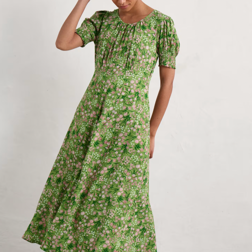 SEASALT's Marsh Empire Line Dress in Campion Field Dill