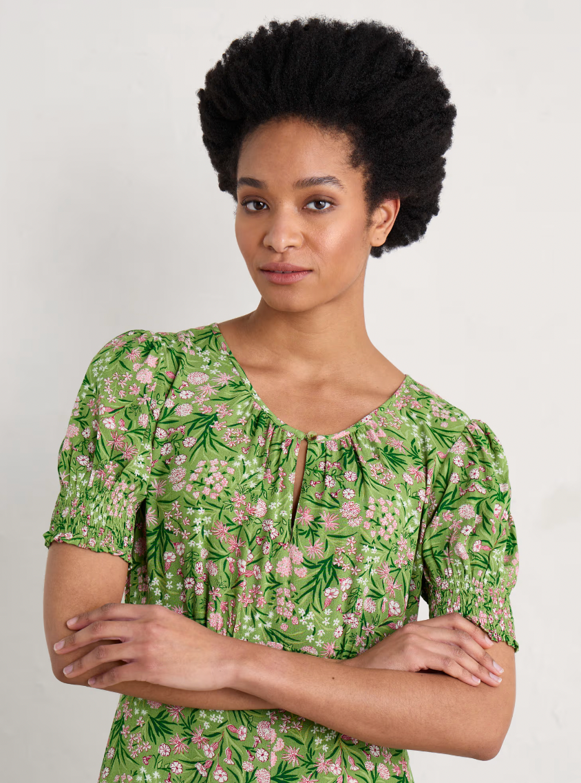 SEASALT's Marsh Empire Line Dress in Campion Field Dill