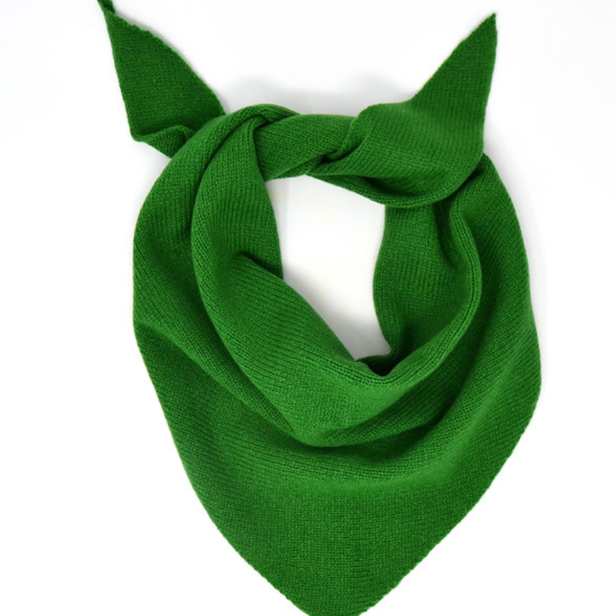 Woolen Neckerchief triangle scarf. Green