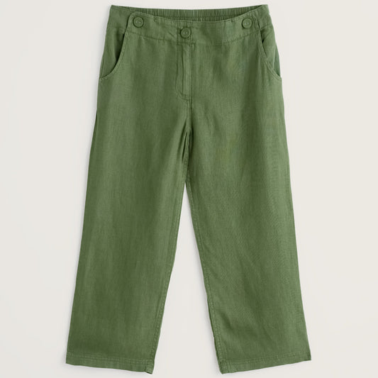ity linen cropped pants in green