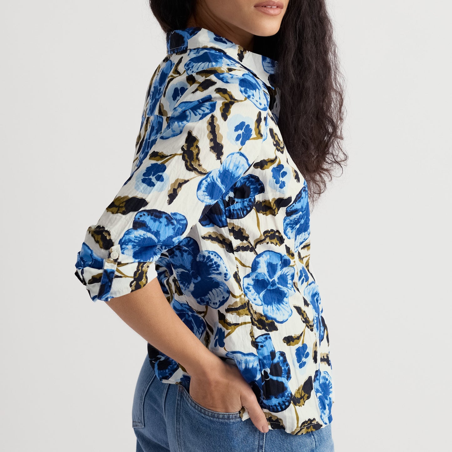 Seasalt Cornwall Larissa Cotton Shirt Spring Pansy Chalk