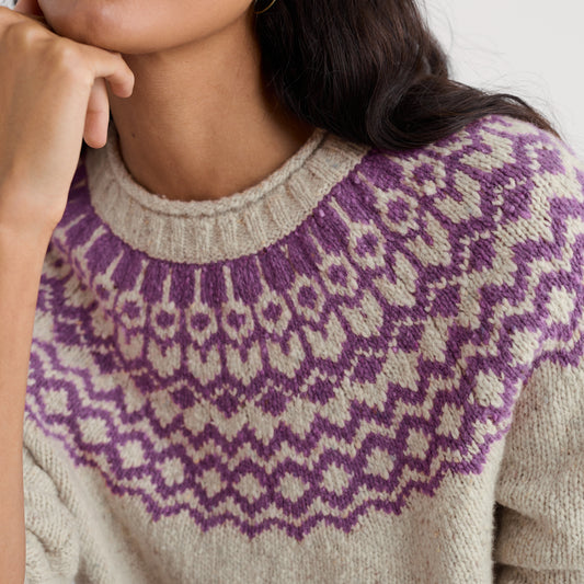 Seasalt Port Kinnis Jumper Merino Wag Tail Aran Spring Heather