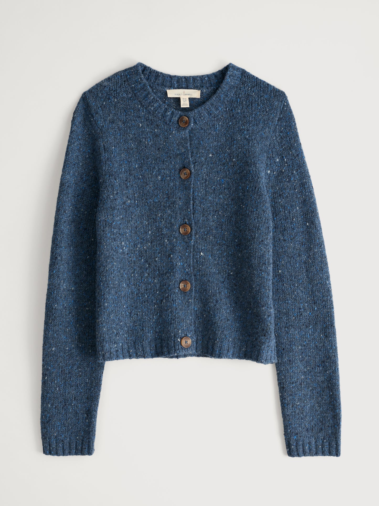 Seasalt Corwall fleck cardigan in Merino Wool. Navy