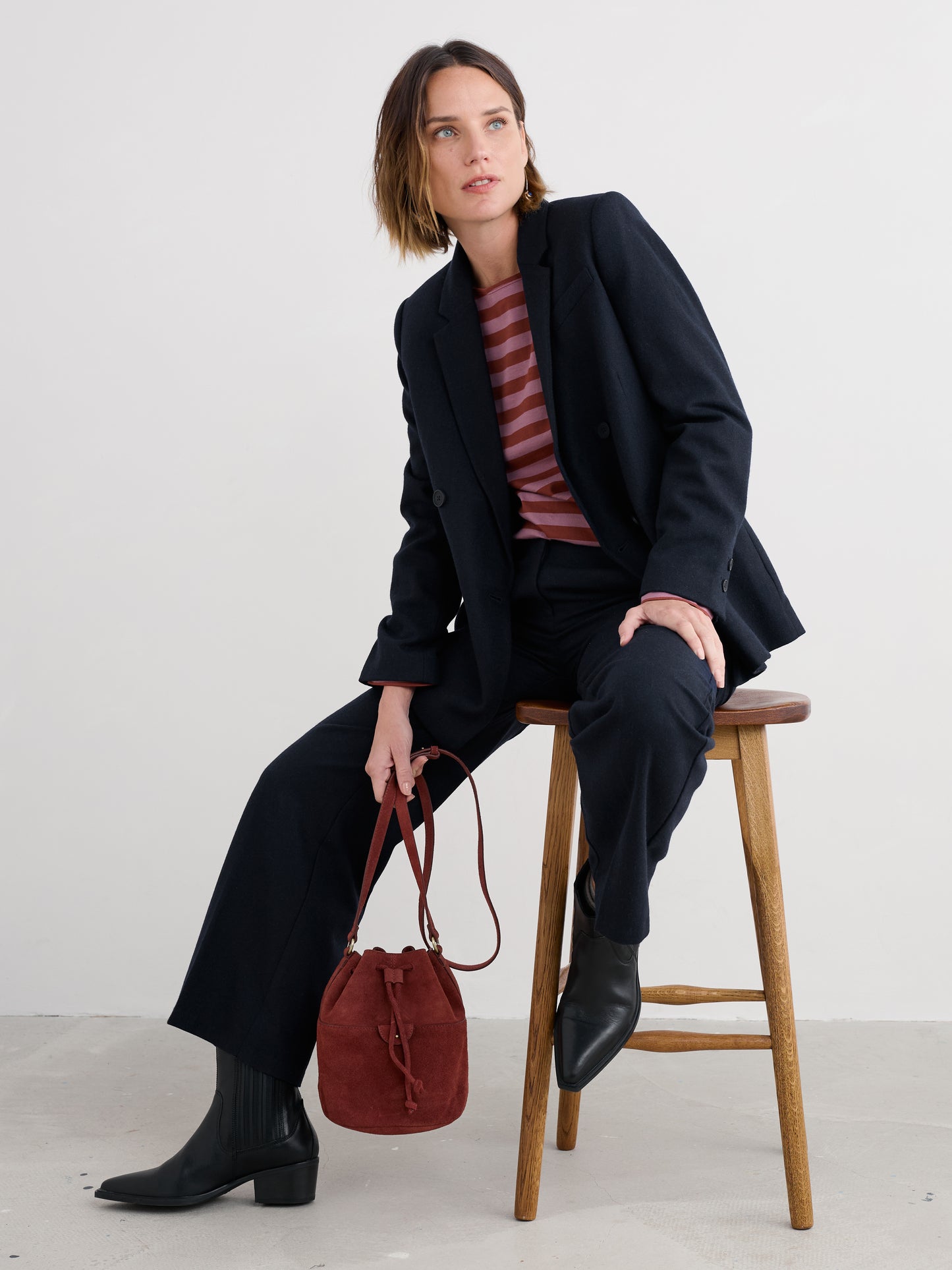 Seasalt sailor top in burgundy sripe.