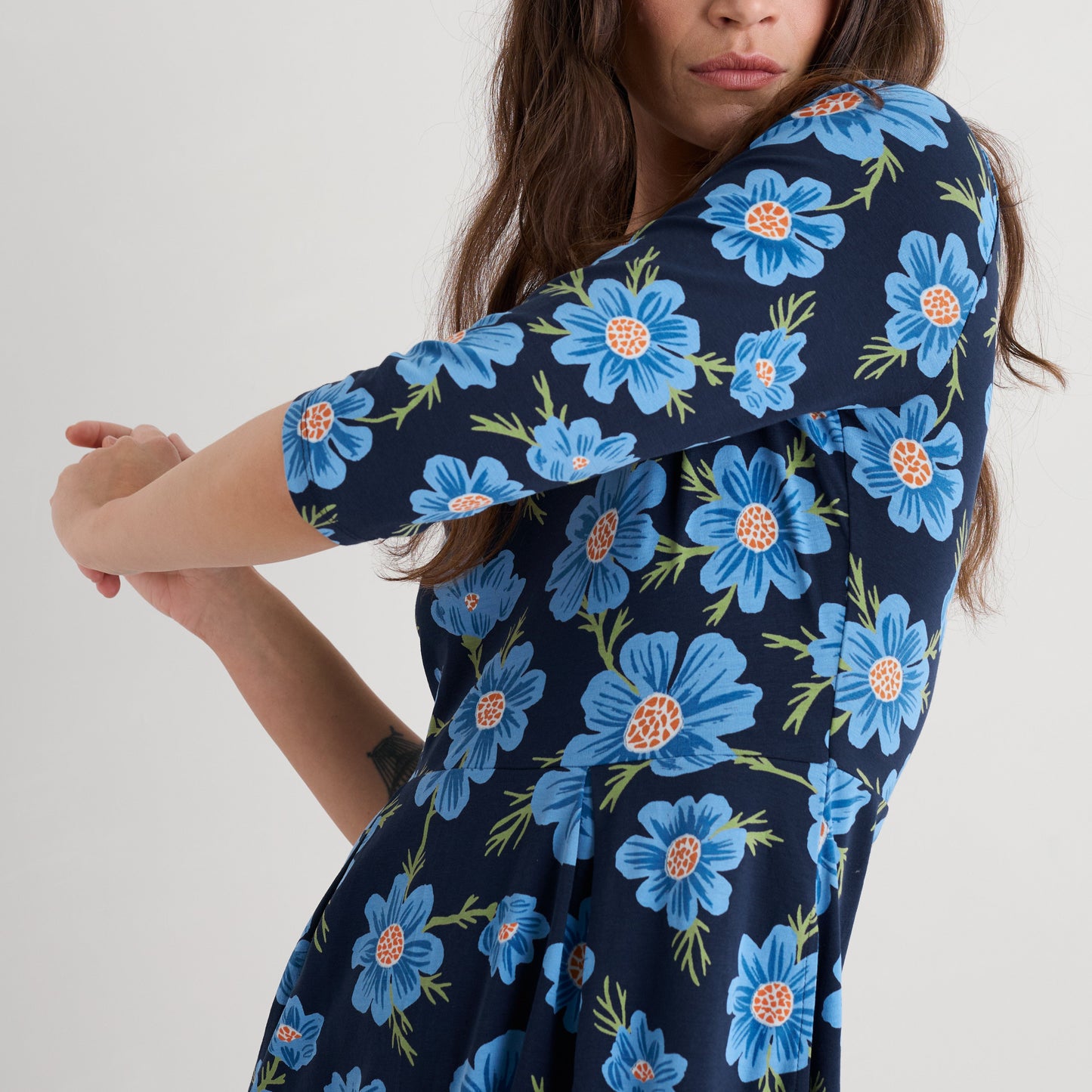 Seasalt Jersey dress in Climbing Cosmos Lagoon.