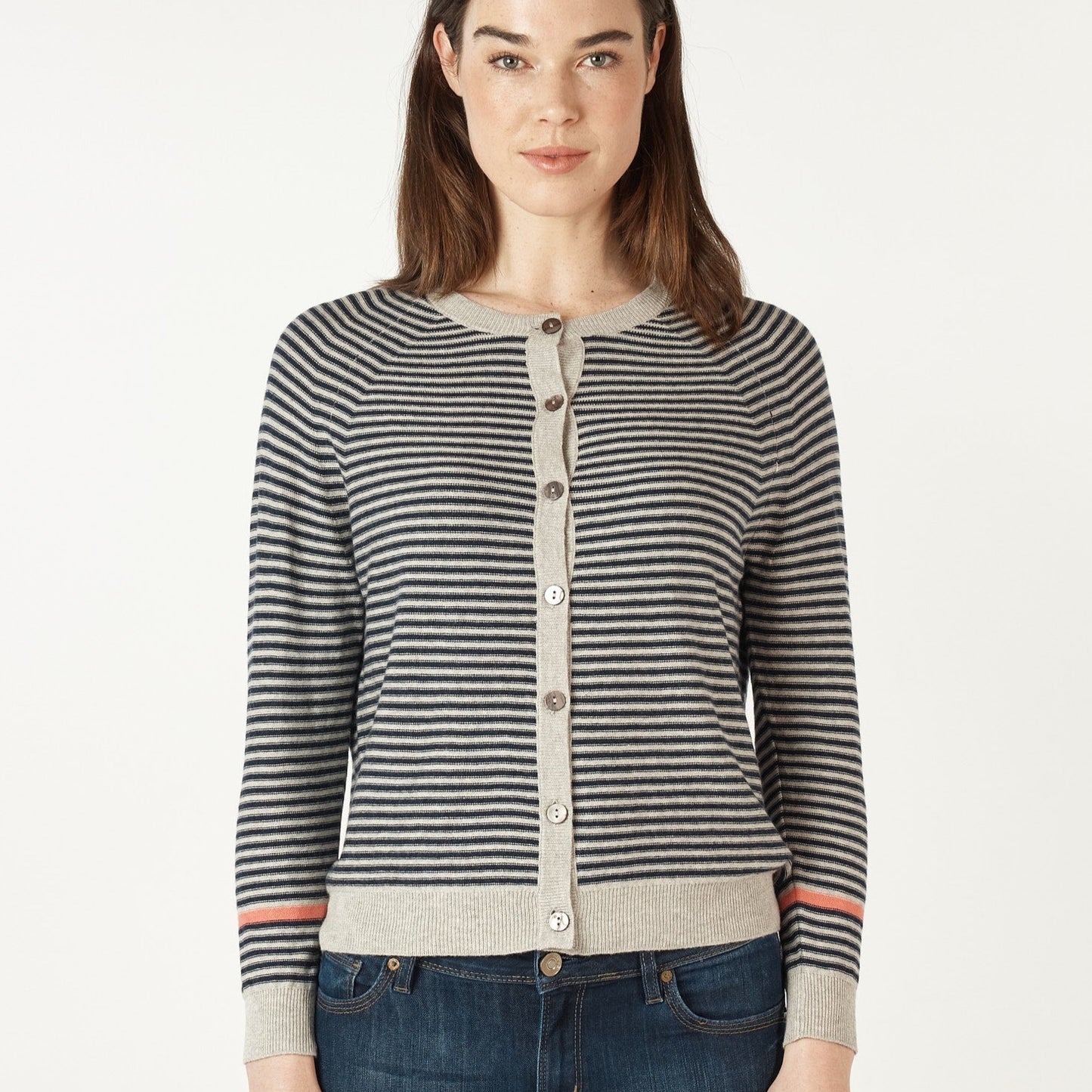 Zaket and Plover essentail striped cardigan in Marl.