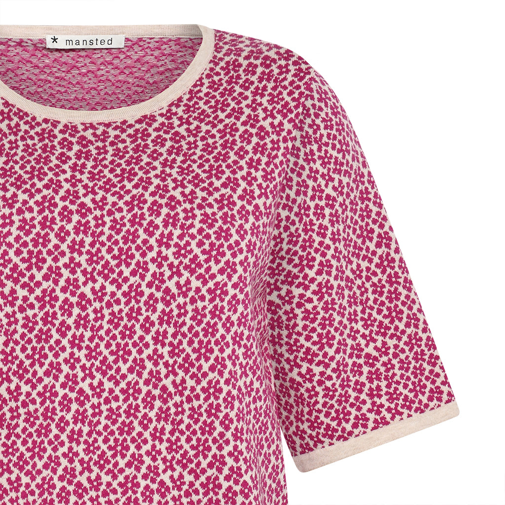Close up of pink floral pattern in the Floss Top by Mansted