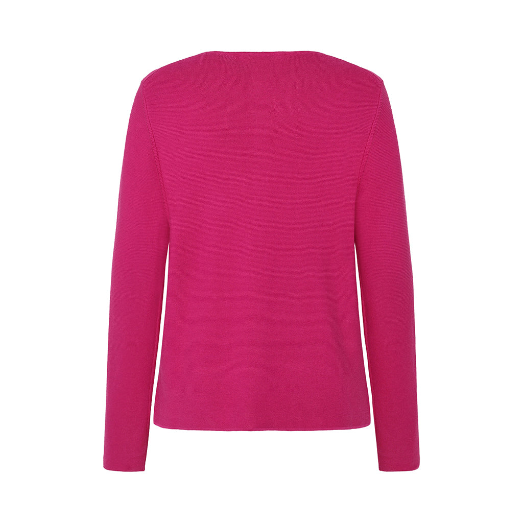 The back of the Monsoon Cardigan in Fuchsia by Mansted for women