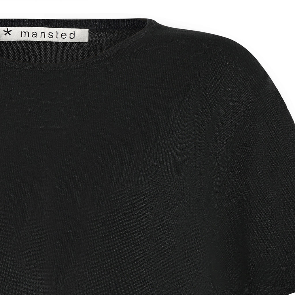 Close up of the Pilea linen Top by Mansted in Black