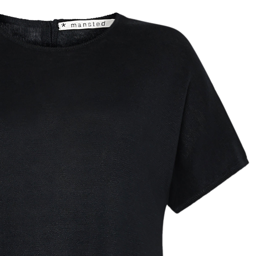 Close up of the Pilu Linen Hemp Dress in Black by Mansted