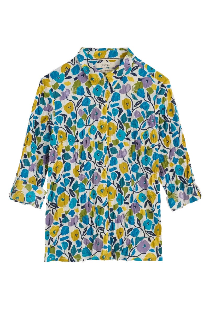 Flat lay of the Larissa cotton Shirt in Zennor Blooms Chalk by SEASALT