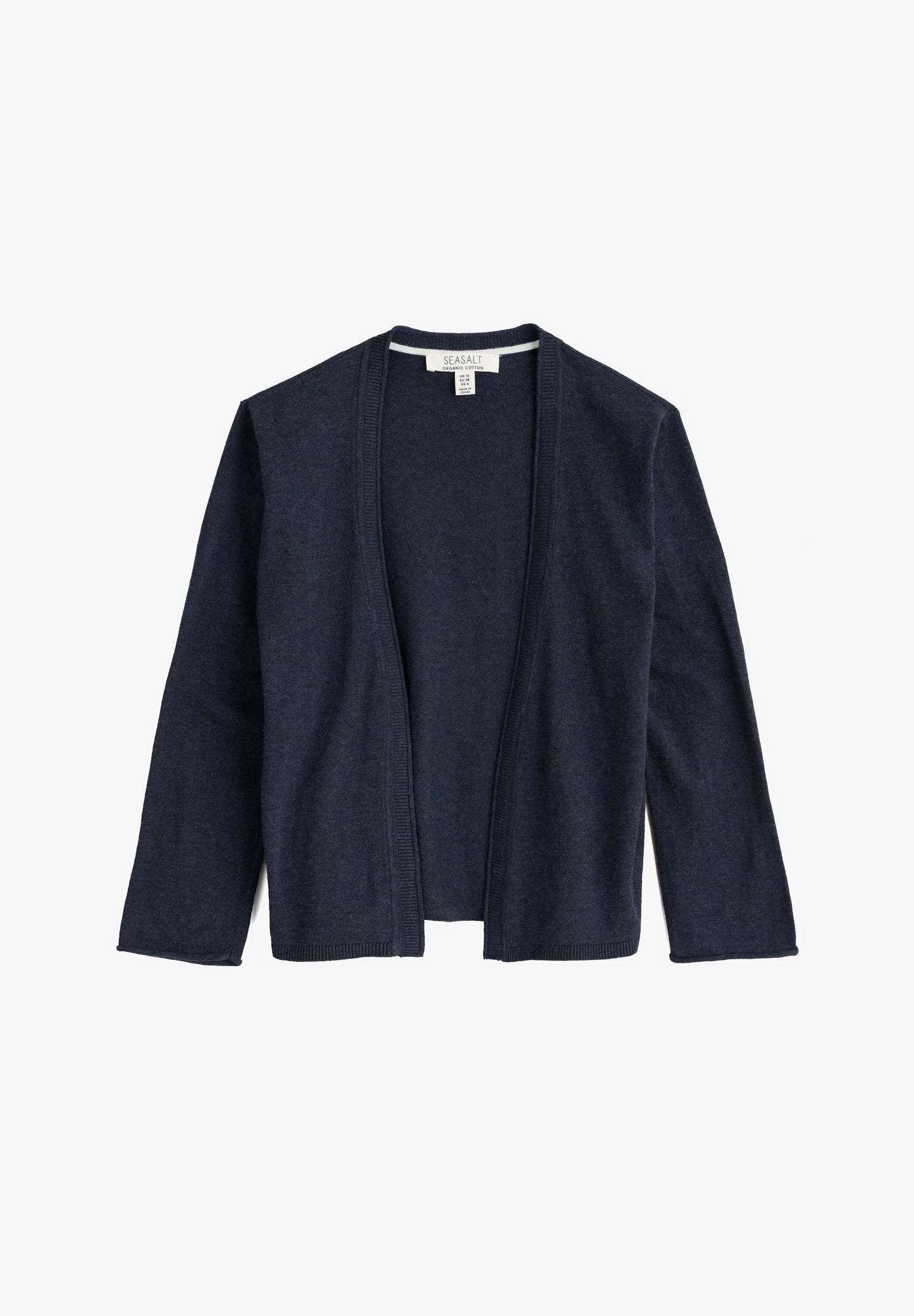 Flat lay of the Vanessa Cardigan in Maritime navy by SEASALT
