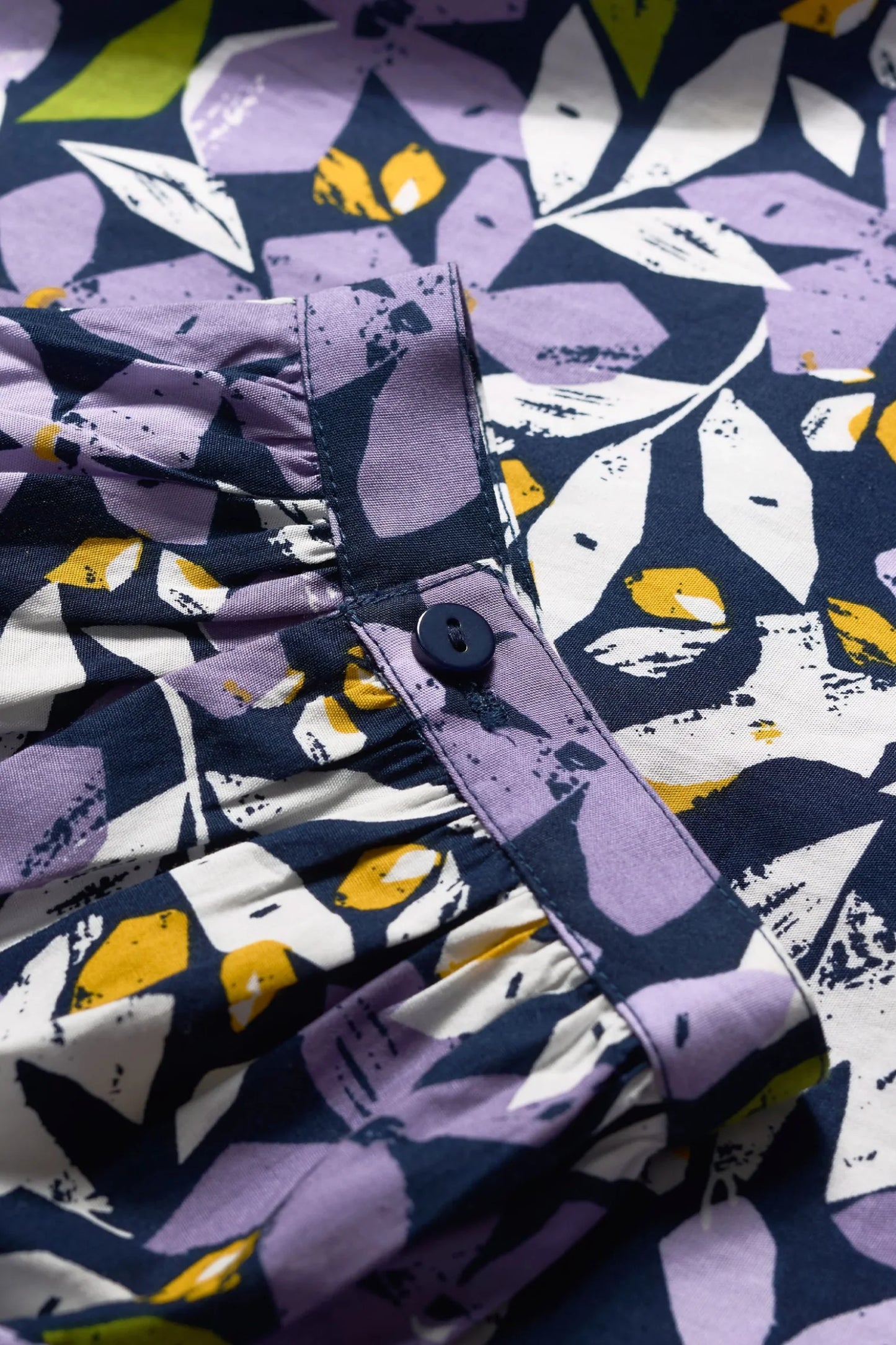 Close up of the floral Hope Cottage Blouse in Headland Collage Maritime by SEASALT