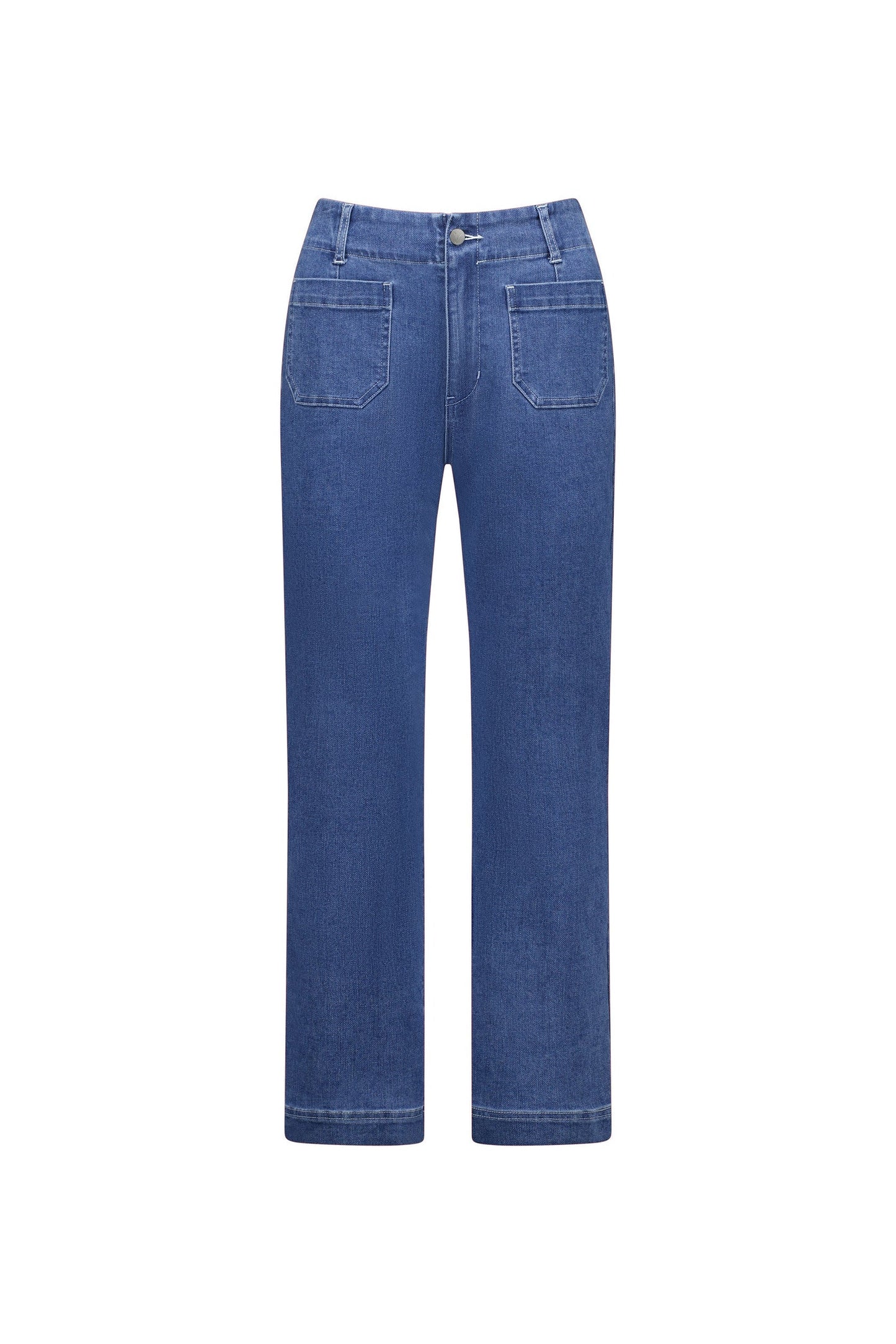 Straight leg cotton jeans by vassalli for women in blue hue