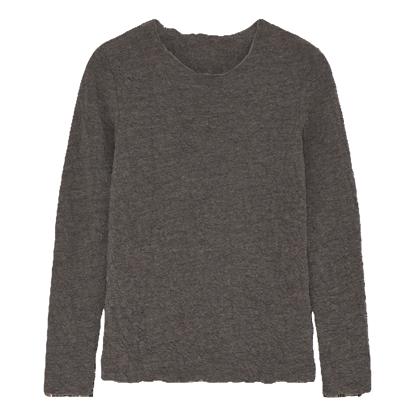 By Basics round neck top in brown or earth. 100% merino wool.