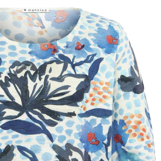 Mansted top hand painted digital print in blue
