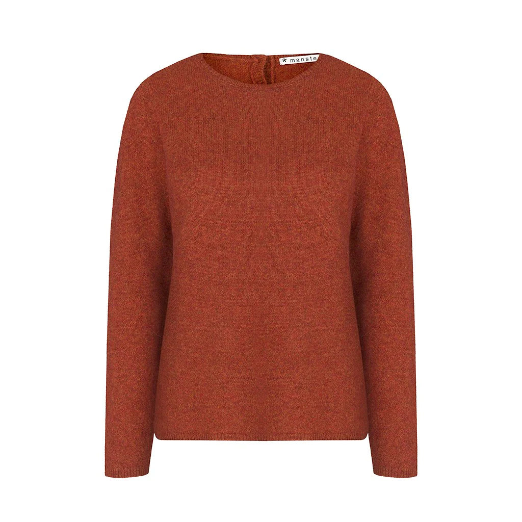 Mansted's Zo jumper in rust, front view