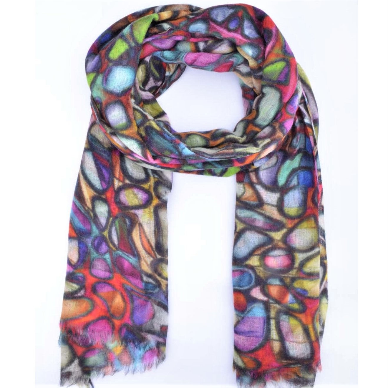 Namaskar Scarf - Merino Wool and Silk Digital Print NI-613