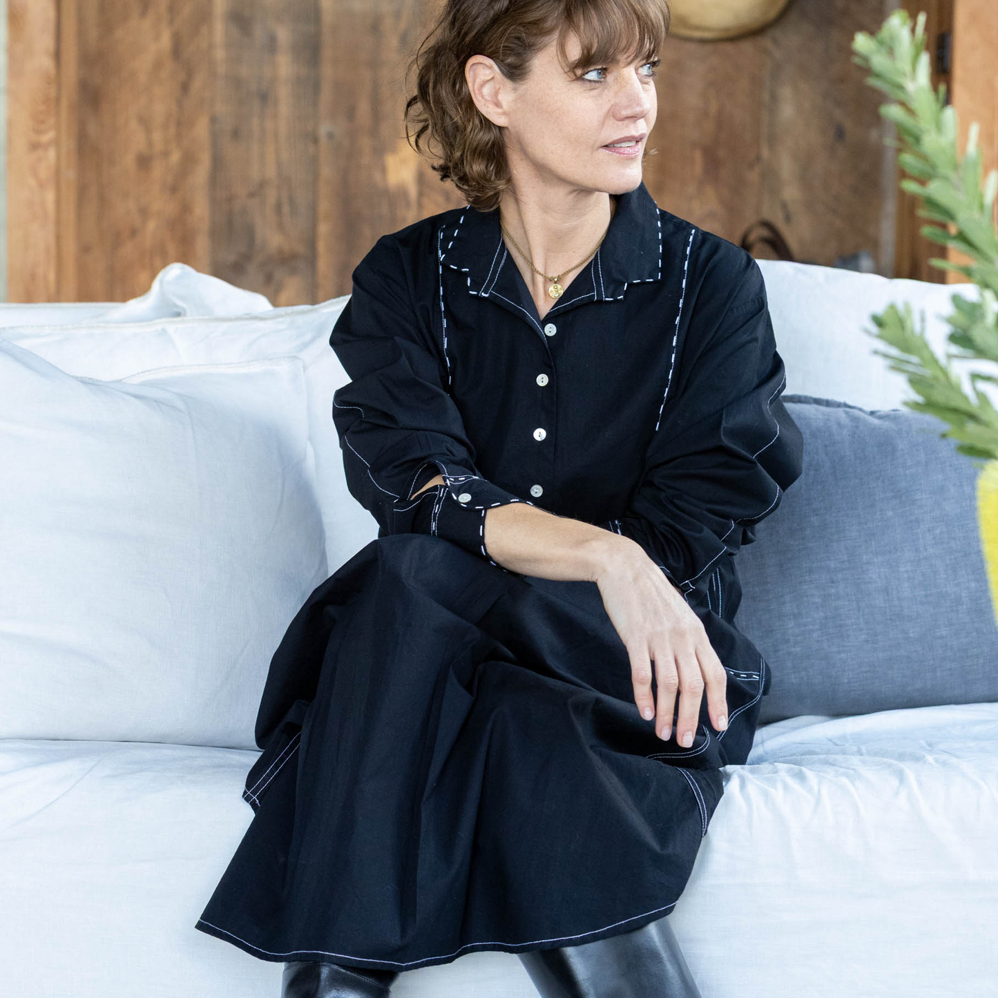 Cord Garden Shirt Dress - Indigo