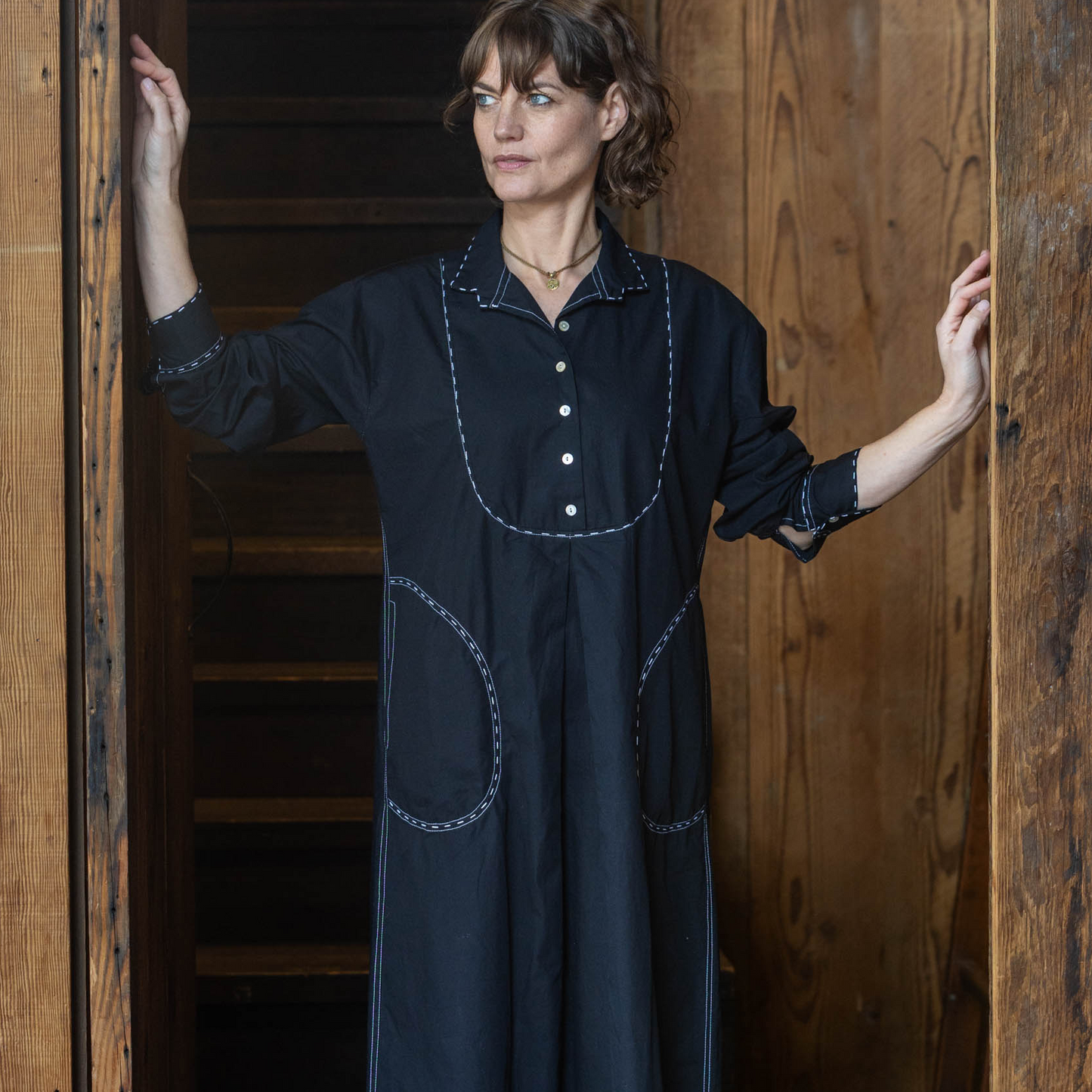 Cord Garden Shirt Dress - Indigo