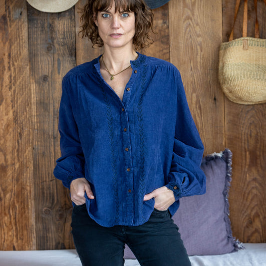 Vines Cord Shirt - Indigo