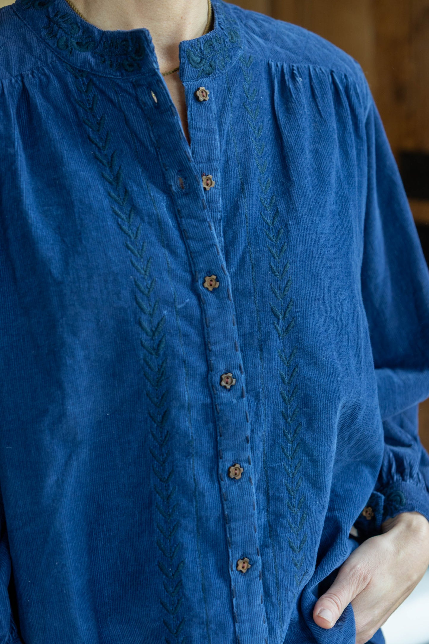 Vines Cord Shirt - Indigo